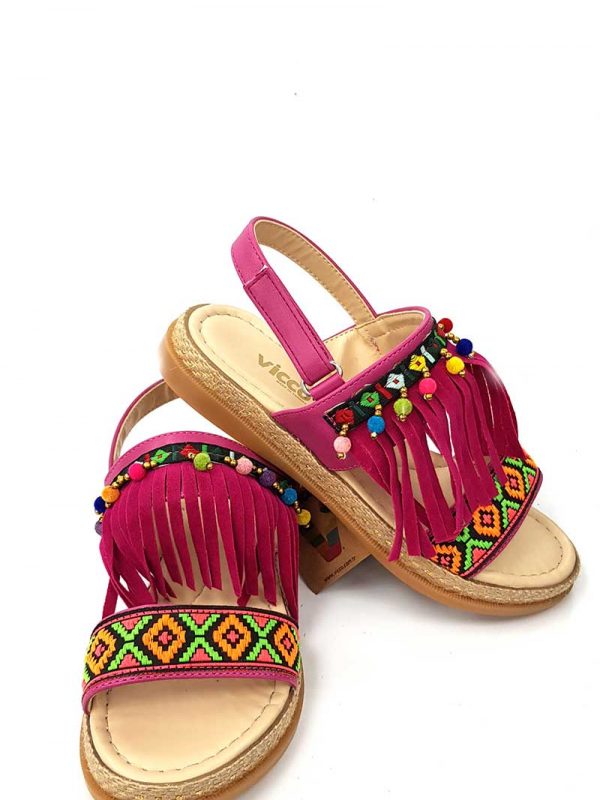 Vicco - Fringe Sandals - Fuchsia - Hanse shoes