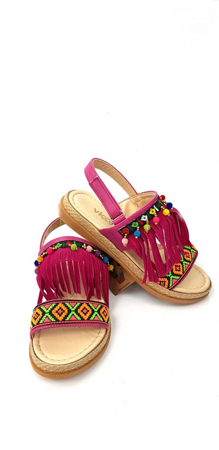 Vicco - Fringe Sandals - Fuchsia - Hanse shoes