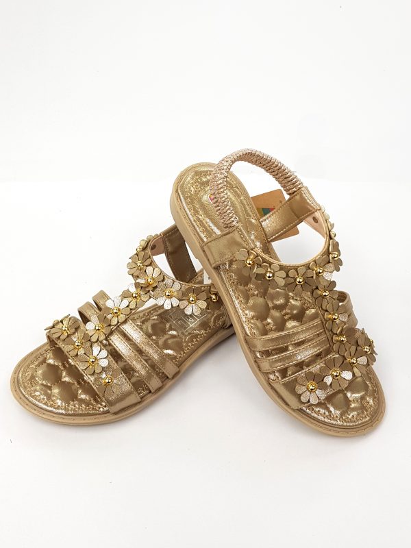 Vicco - Beaded Bow Ballet Shoes - Gold - Hanse shoes