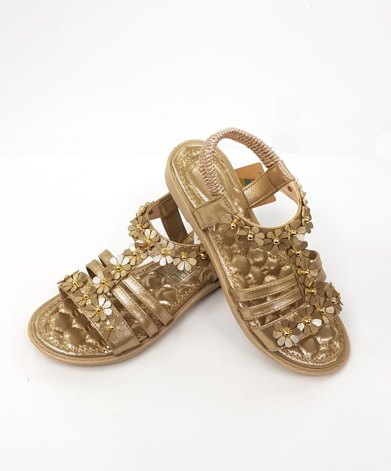 Vicco - Beaded Bow Ballet Shoes - Gold - Hanse shoes