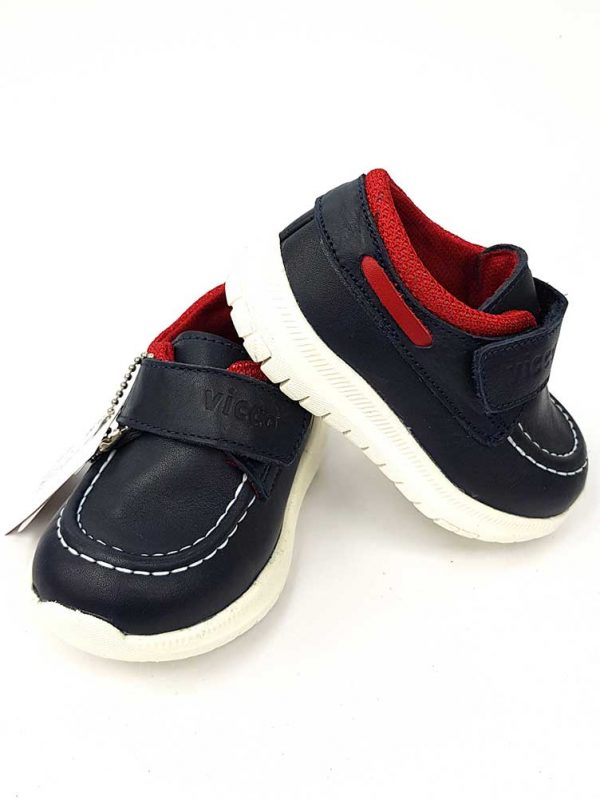 Vicco - Velcro Leather Shoes - Navy - Hanse shoes