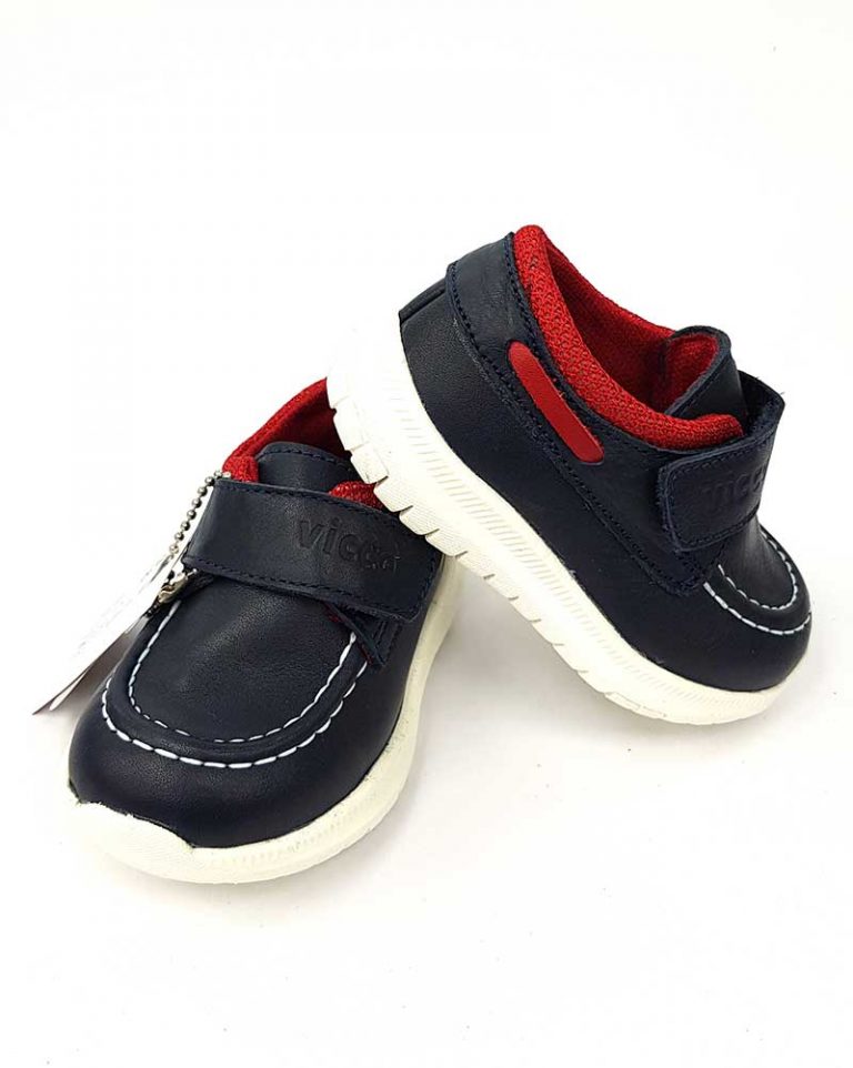 Vicco - Velcro Leather Shoes - Navy - Hanse shoes