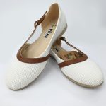 Leather outlined Ballet Shoes- White (Turkish Shoes)