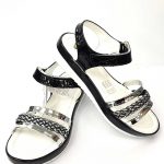 Braid Pattern Sandals - Black (Turkish Shoes)