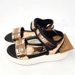 Square Pattern Sandals - Gold (Turkish Shoes)