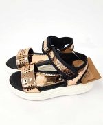 Square Pattern Sandals - Gold (Turkish Shoes)