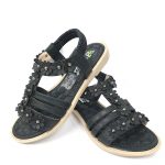 Beaded Bow Ballet Shoes - Black (Turkish Shoes)