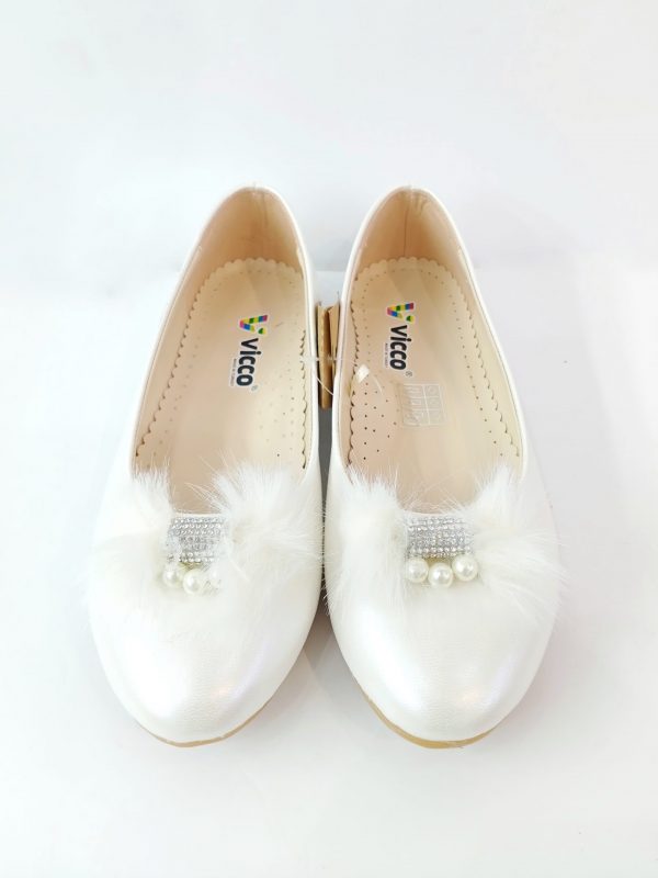 Fluff Bowed Ballet Shoes- White - Hanse shop