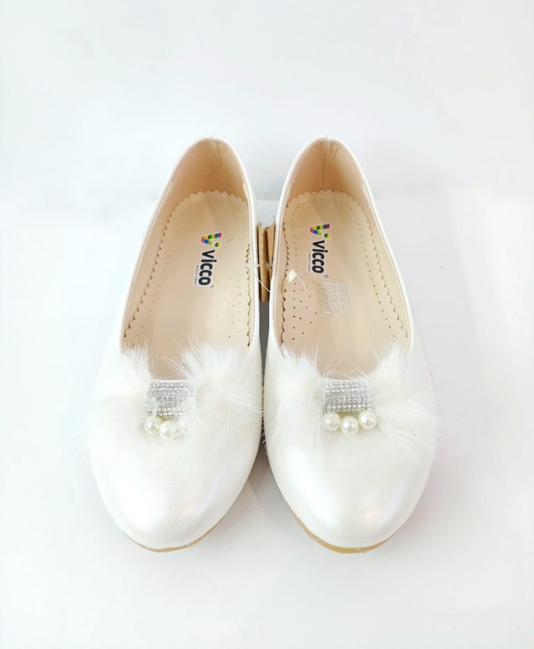 Fluff Bowed Ballet Shoes- White - Hanse shop