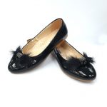 Fluff Bowed Ballet Shoes- Black (Turkish Shoes)