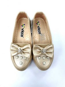 Beaded Bow Leather Shoes- Gold (Turkish Shoes) - Image 2