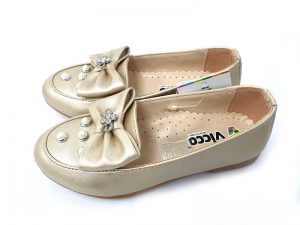 Beaded Bow Leather Shoes- Gold (Turkish Shoes) - Image 3
