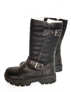 Round patterned Semi-Leather Boots -Black (Turkish Shoes) - Image 3