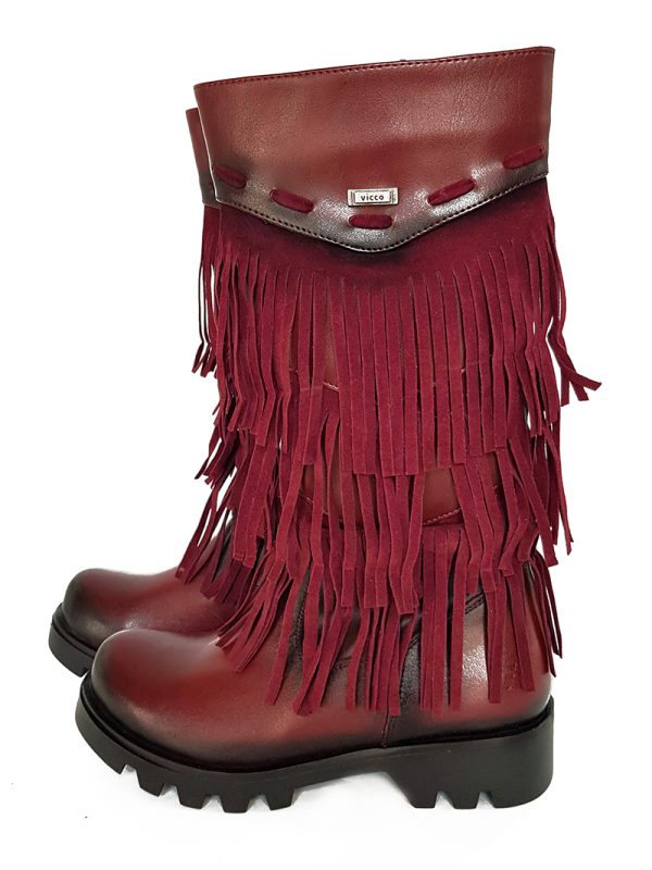 Leather Finge Boots-Red - Hanse shoes