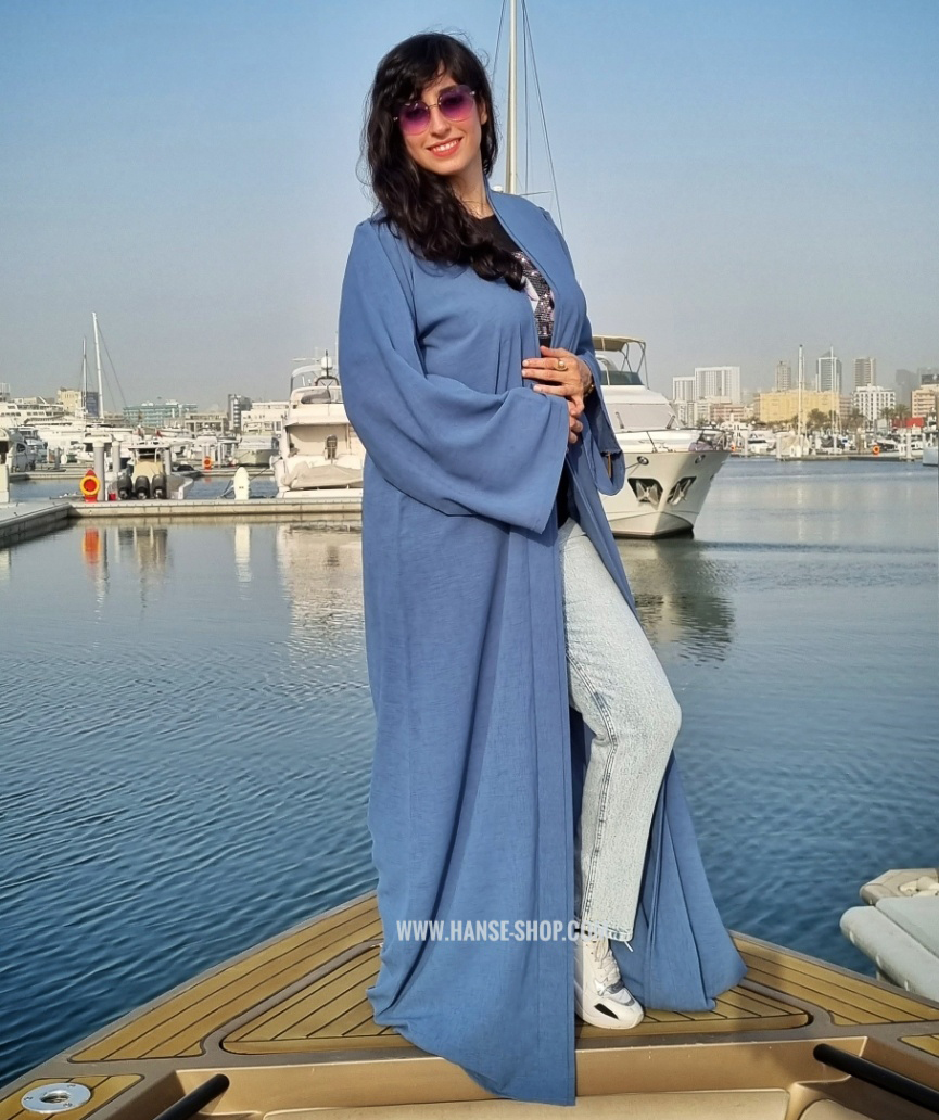 20210707202504878_save-01 Blue plain arabian abayas - Image 1